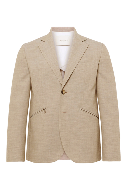 Front-Button Tailored Blazer Jacket