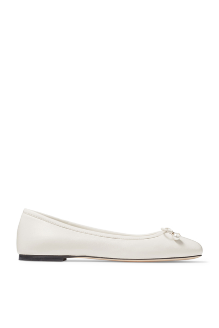 Elme Nappa Leather Flats with Pearl Embellishment