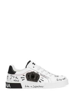 Kids Graphic Print Calfskin Portofino Light Sneakers