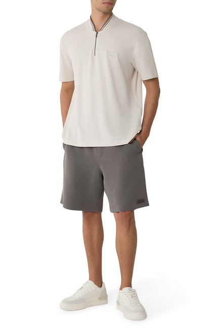 Zip-Up Pique Polo Shirt