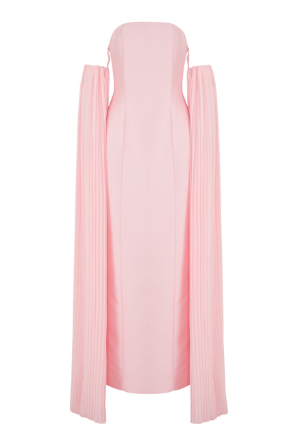Off-Shoulder Pleated Sleeves Gown