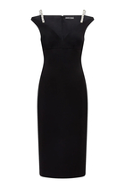  Crystal Strap Detail Midi Dress