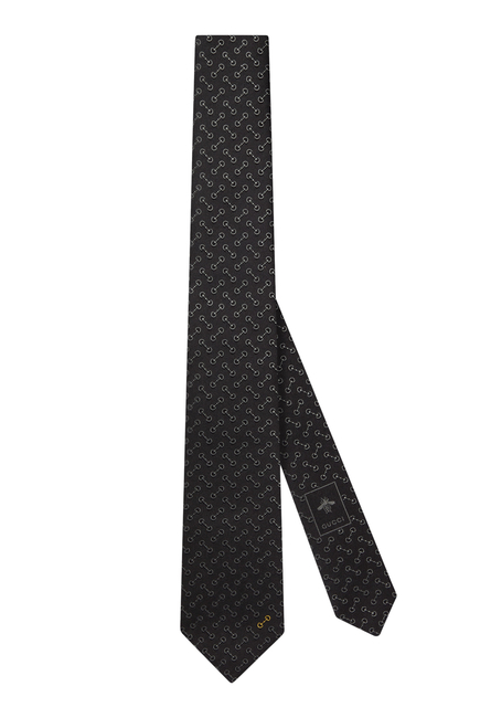 Horsebit Silk Jacquard Tie