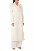 Double-Breasted Flower Appliqué Coat 