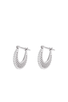 Flat Ray Size 1 Hoop Earrings, 18k White Gold & Diamonds