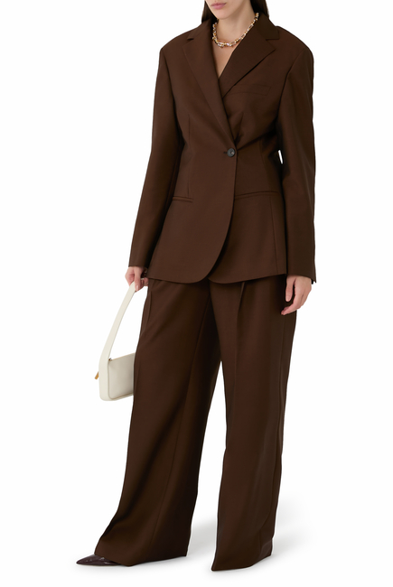  Dual Tone Piqué Overlap Suit Jacket