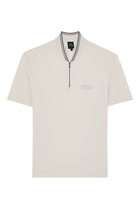 Zip-Up Pique Polo Shirt