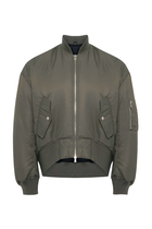 Oversized Curved Hem Bomber Jacket