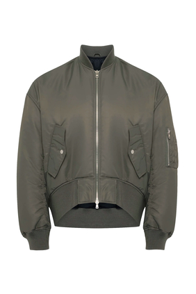 Oversized Curved Hem Bomber Jacket