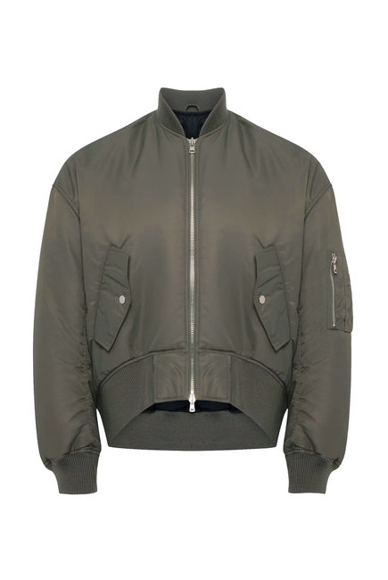 Oversized Curved Hem Bomber Jacket