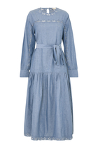  Brin Drop Waist Long Sleeve Dress