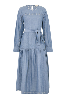  Brin Drop Waist Long Sleeve Dress