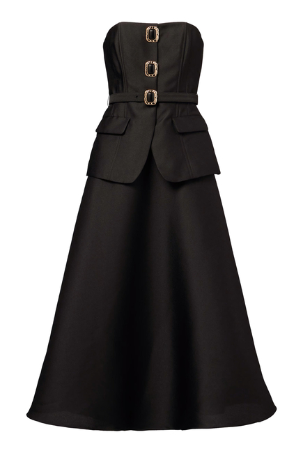 Taffeta Bandeau Midi Dress
