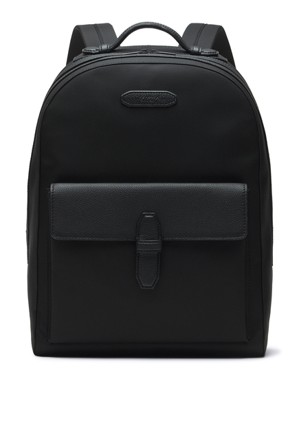 Nylon & Grained Leather Backpack