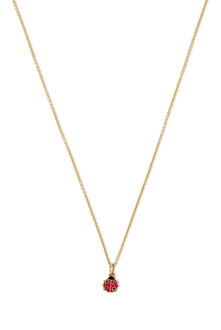 Kids Mini Lady Bug Pendant, 14k Yellow Gold & Enamel