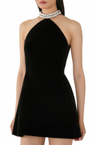 Crystal Embellished Neck Mini Dress