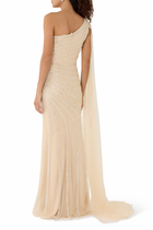 One-Shoulder Sequin Embellished Gown 