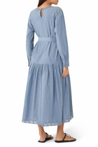  Brin Drop Waist Long Sleeve Dress