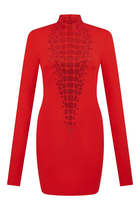 Croc Rhinestone Embellished Mini Dress