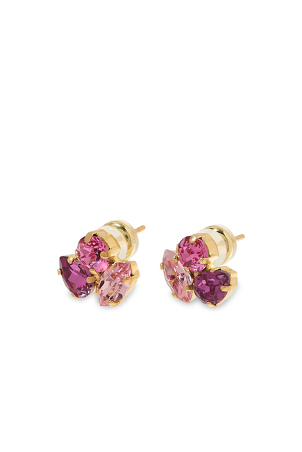 Ana Earrings in Golden Combo, 18K Gold Plated Raw Brass &  Swarovski Crystals