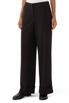 Folded Wide-Leg Formal Trousers