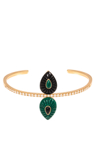 Bond Street Bangle, 18k Yellow Gold with Diamond & Malachite