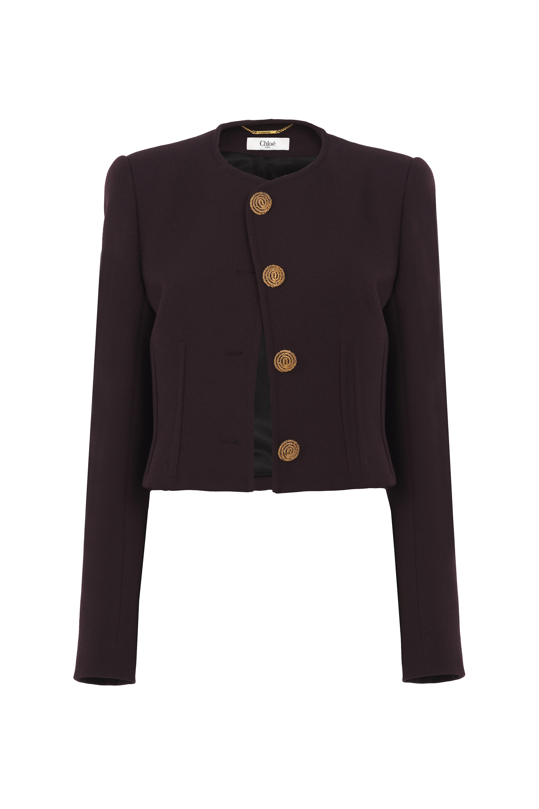 جاكيت قصير بلا ياقة