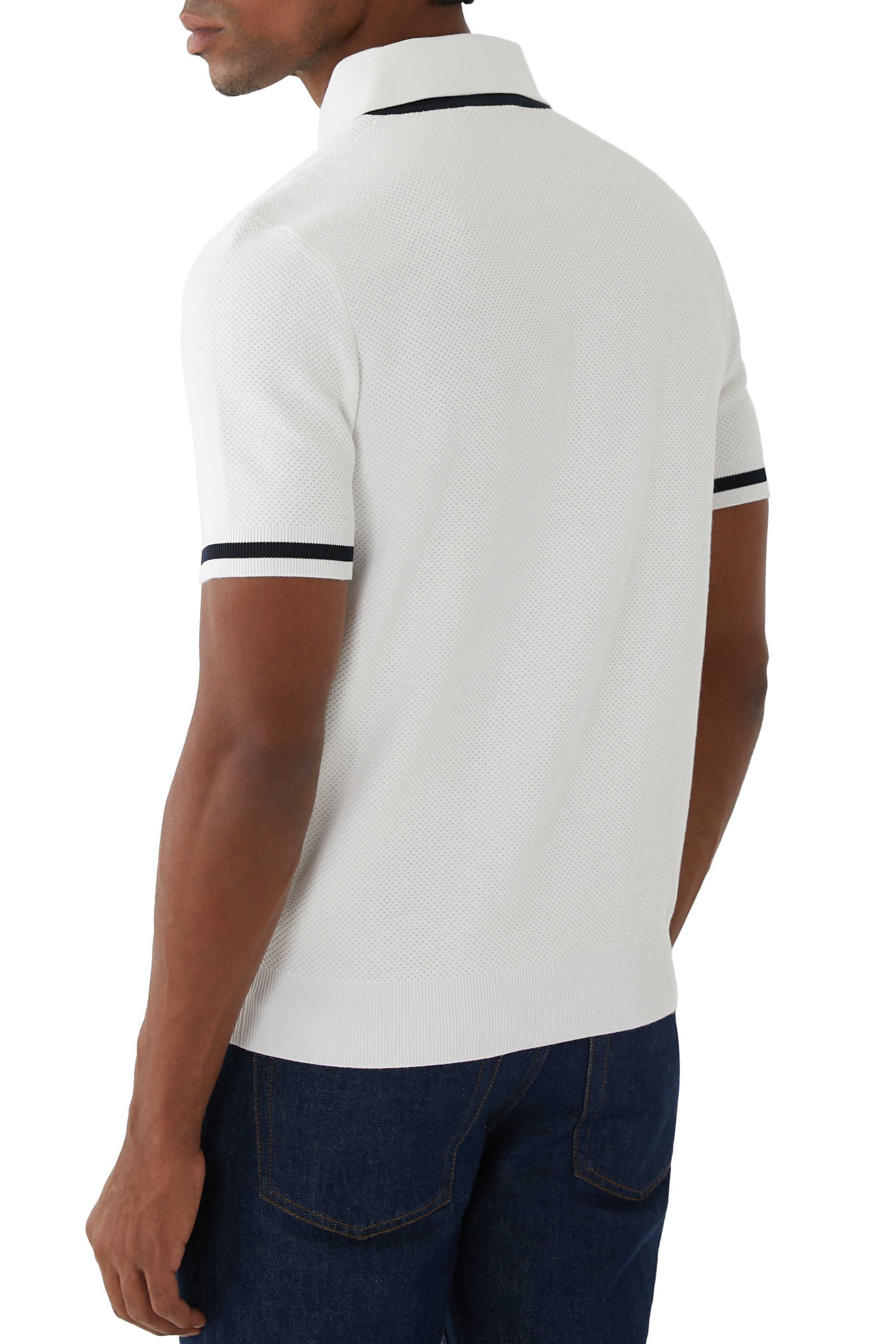 قميص بولو بشعار الماركة قطن بارز الملمس