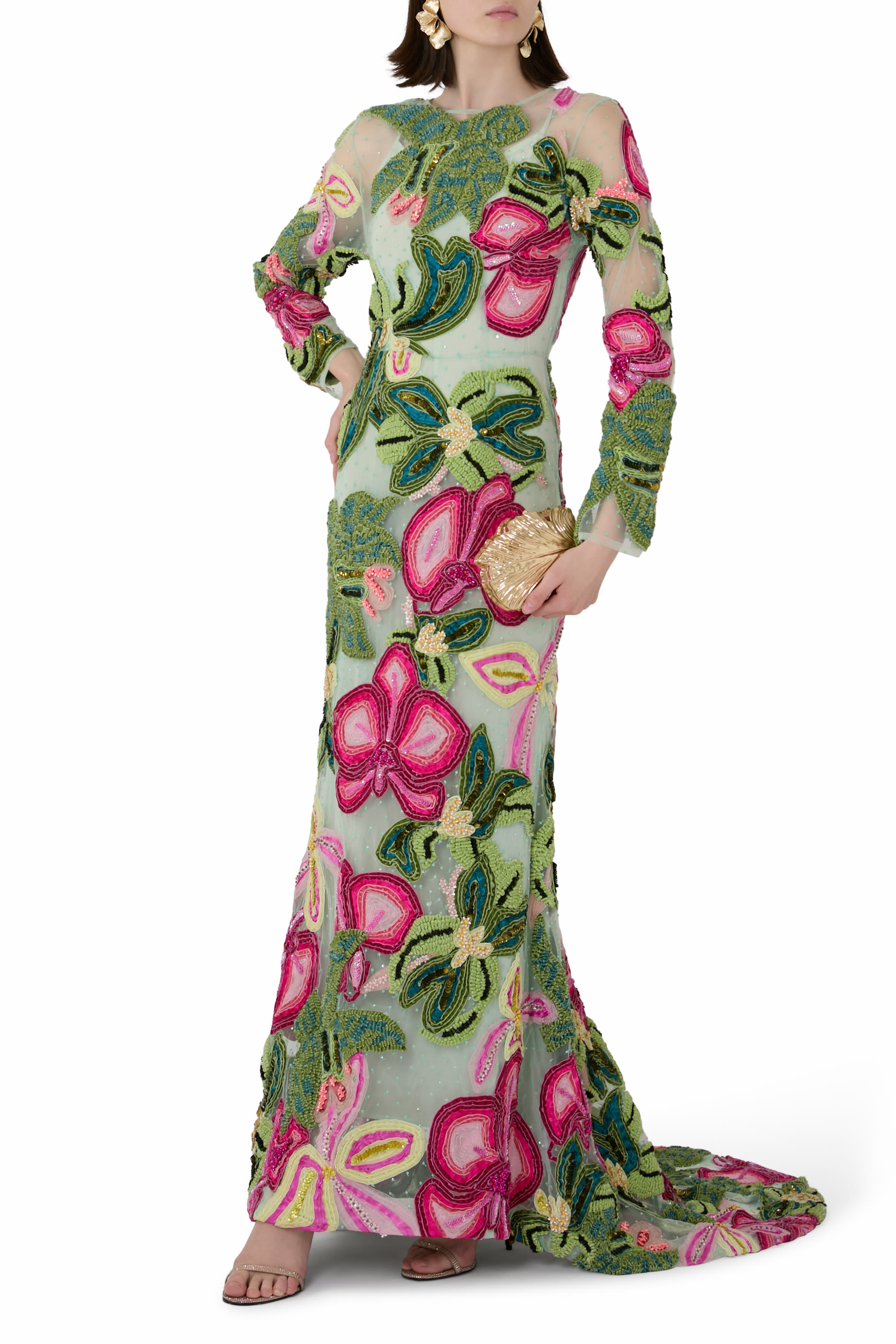 فستان طويل بنقشة أزهار