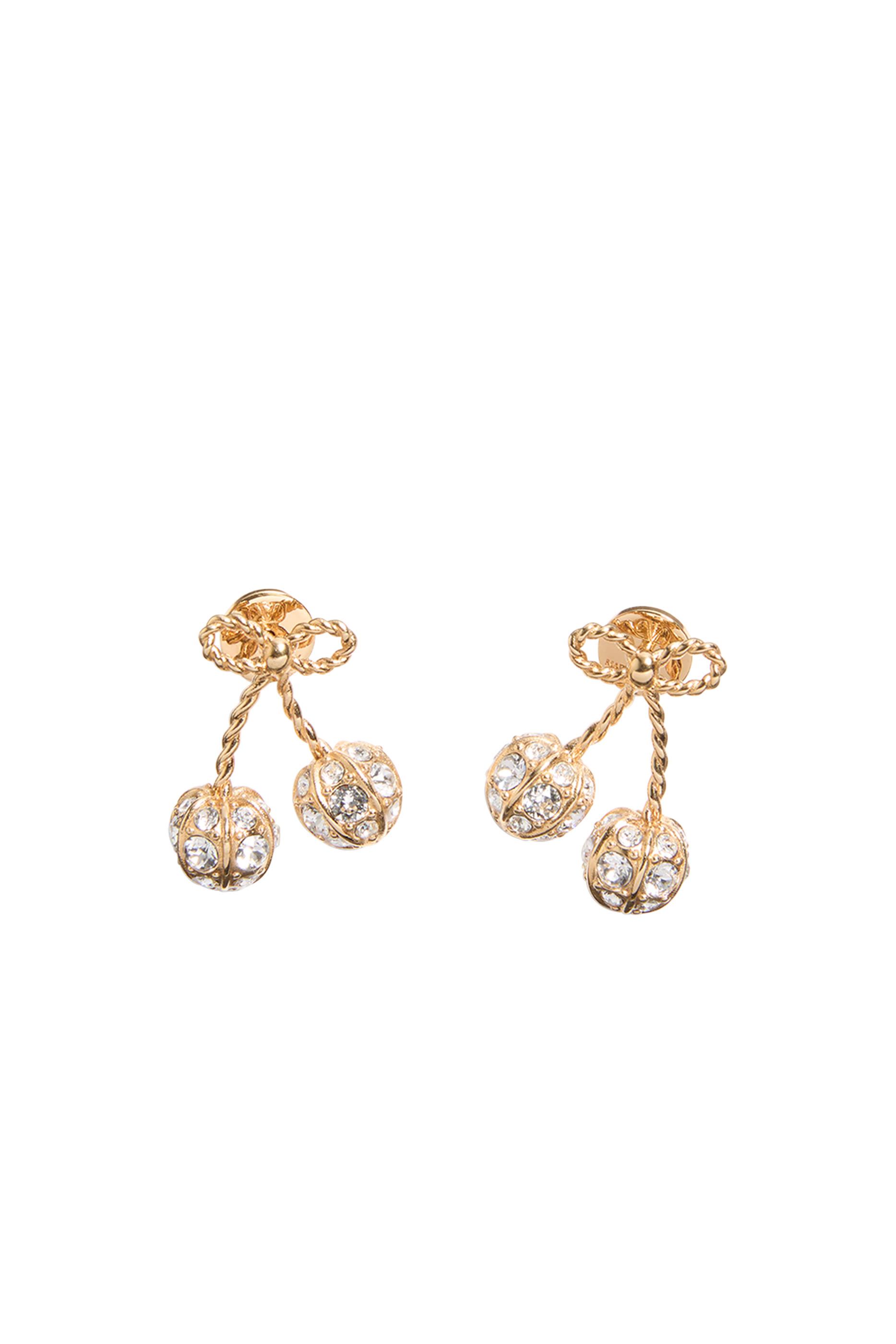 أقراط بتصميم كرز مزينة بكريستال سواروفسكي، معدن