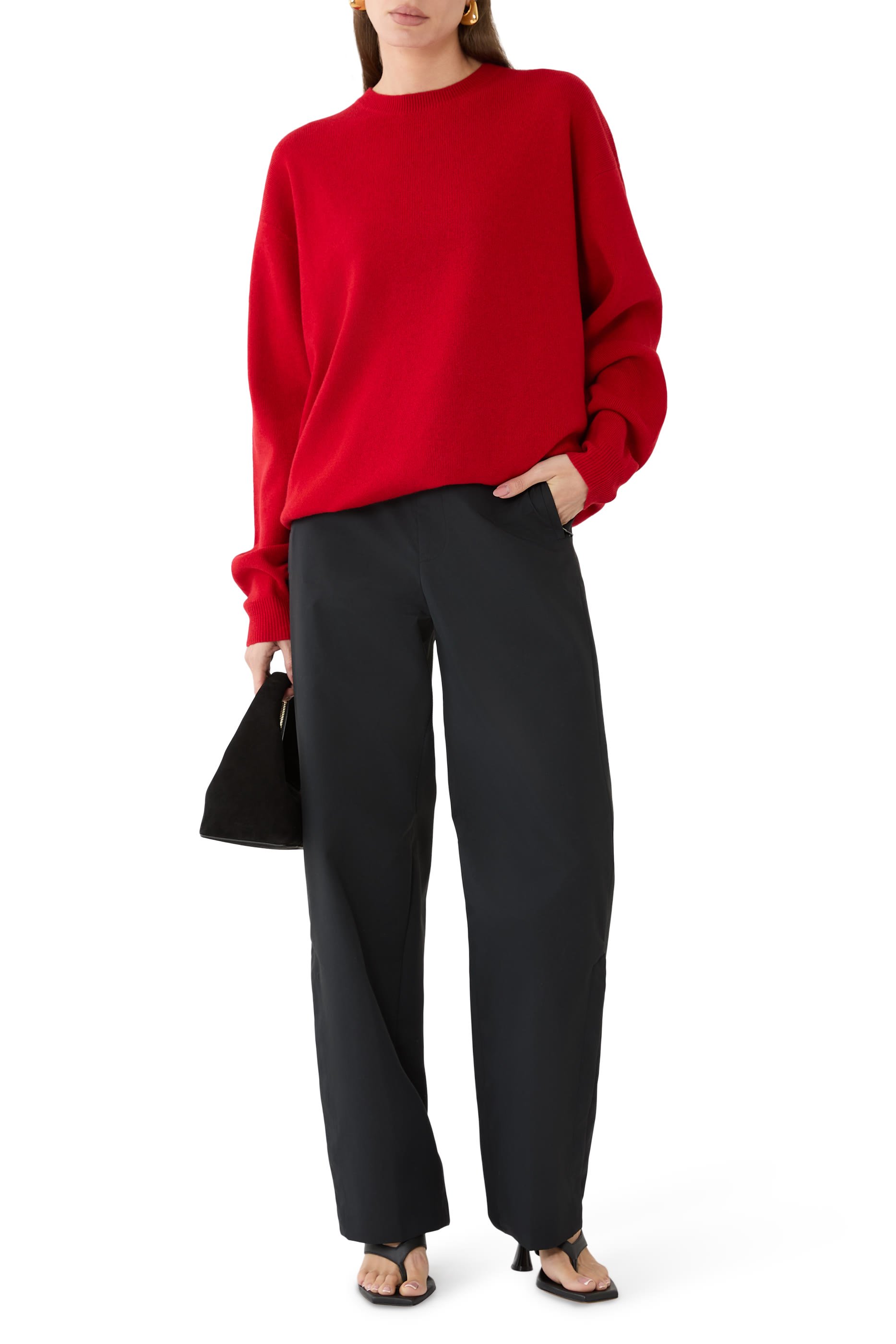 كنزة أنا بفتحات متقاطعة صوف ميرينو