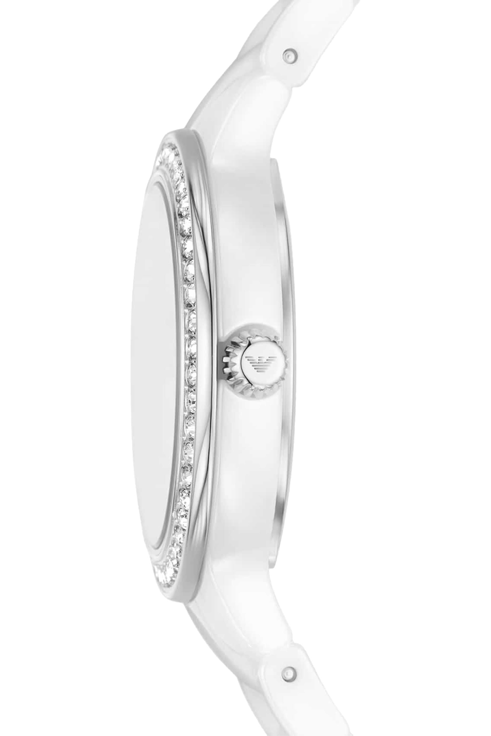 ساعة بيضاء بثلاث عقارب سيراميك 36 مم