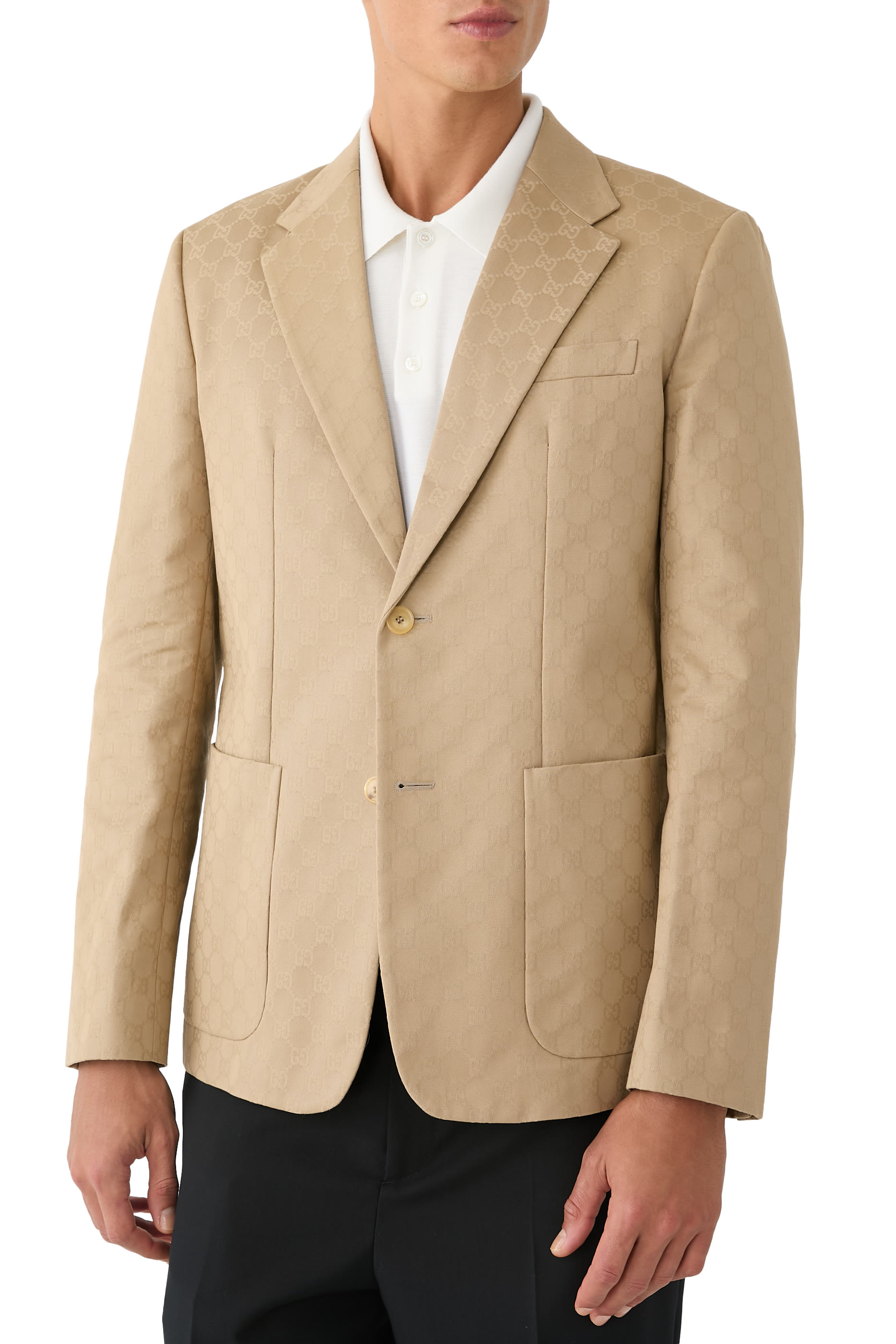 جاكيت بشعار الماركة قطن غابردين جاكار