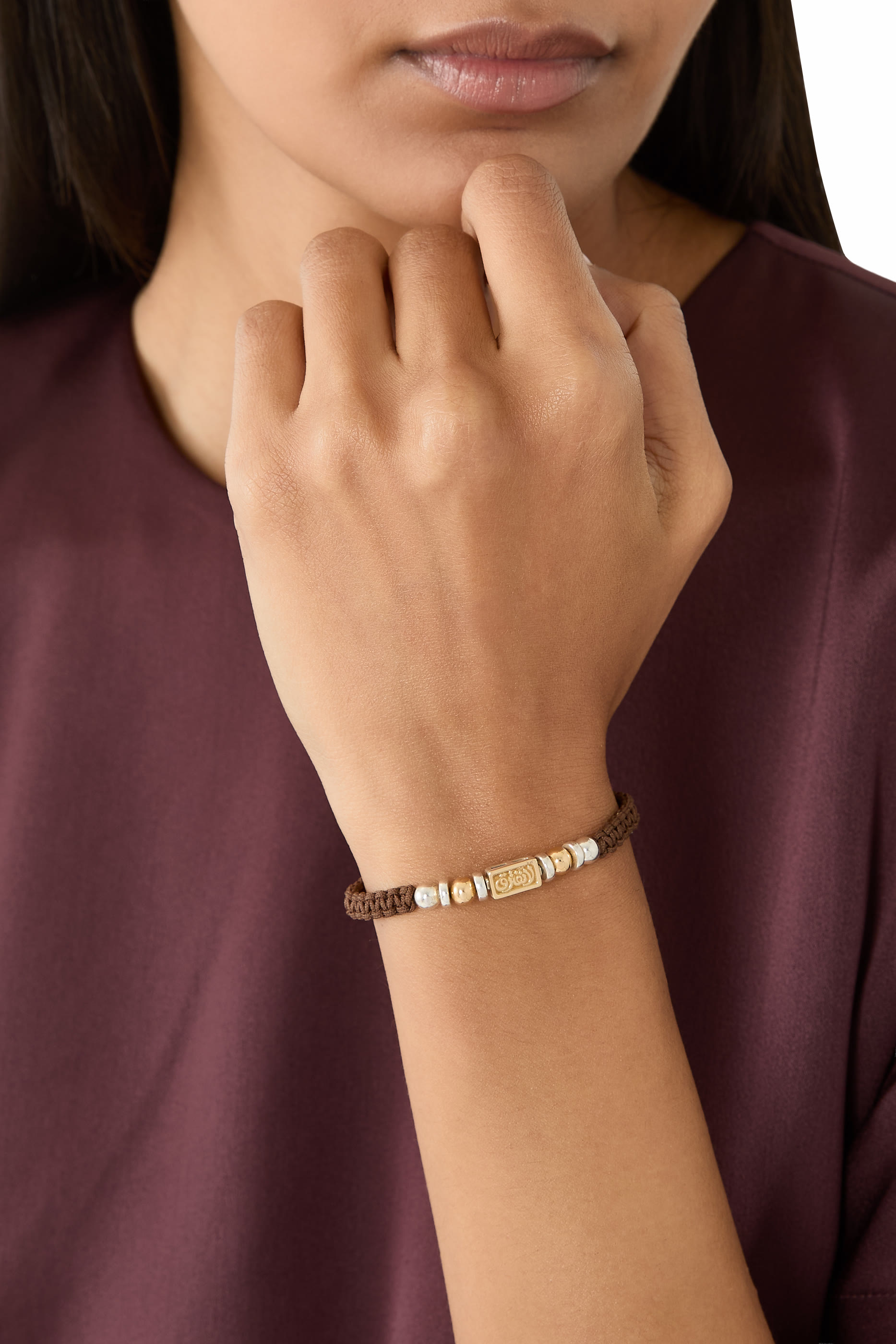 سوار نيفر آبارت بتصميم مضفر، قماش، فضة إسترلينية وذهب أصفر عيار 18