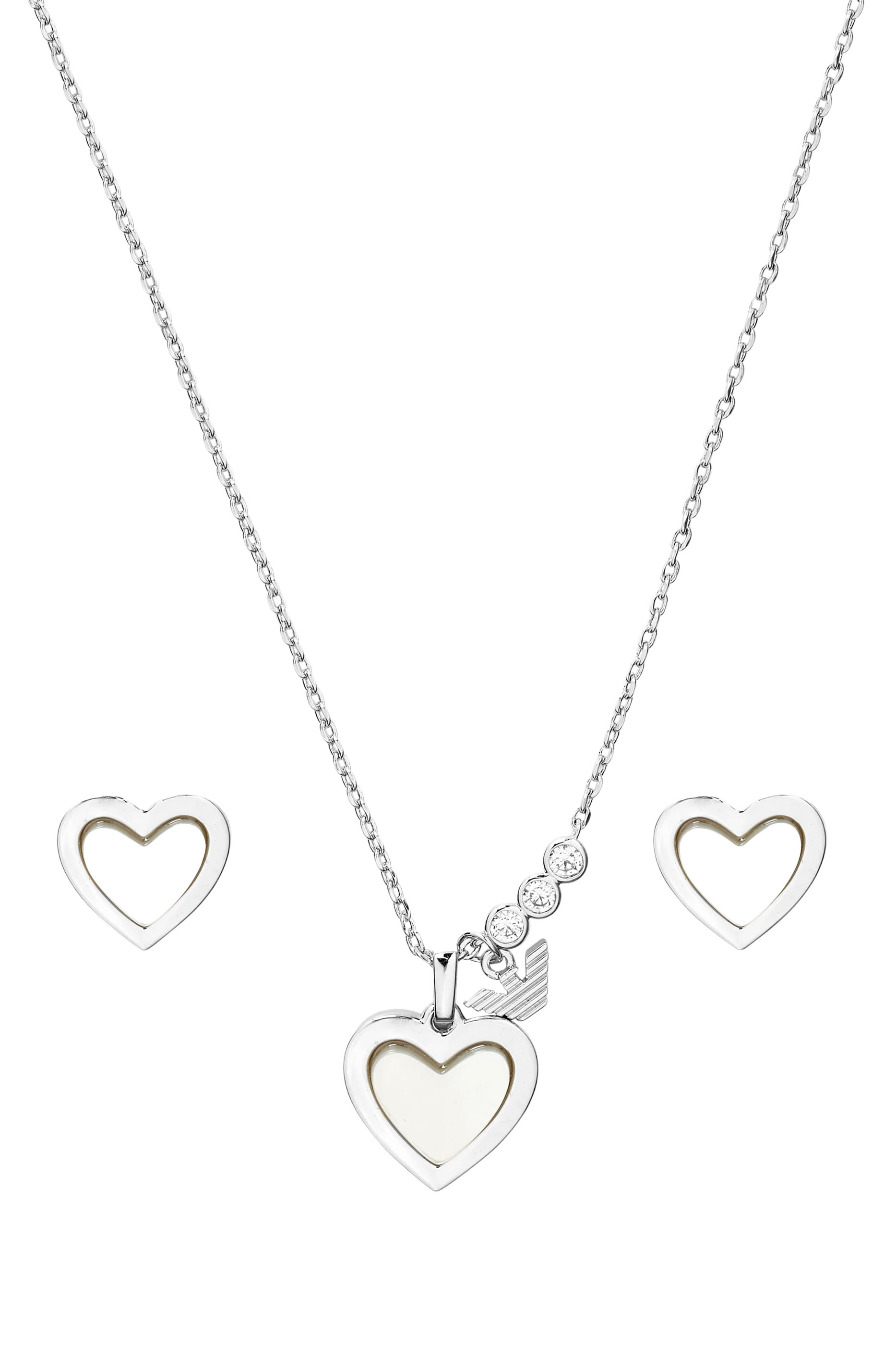 طقم قلادة بدلايات نحاس مطلي بالفضة