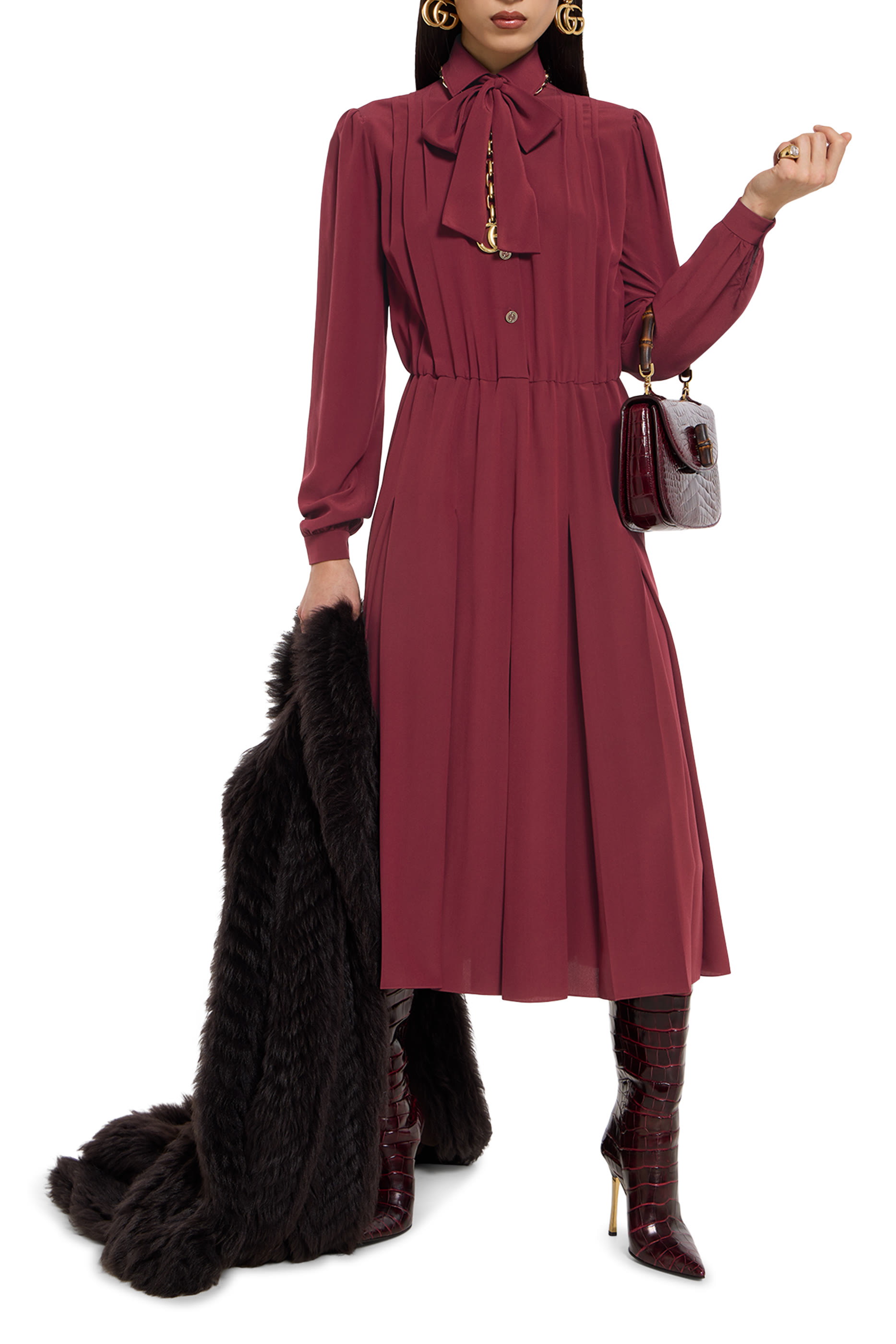 فستان حرير كريب صيني