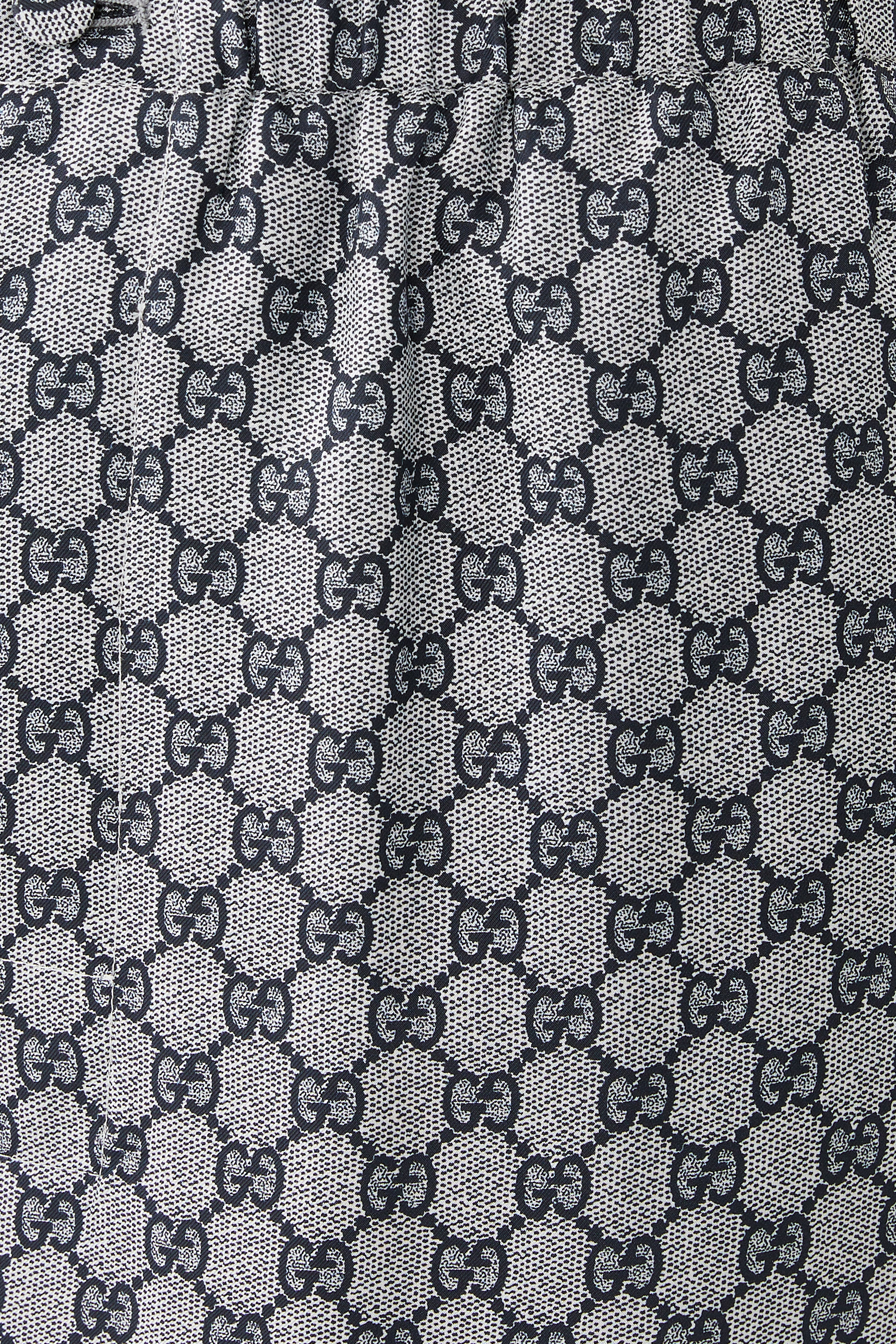 بنطال حرير تويل بنقشة حرفي شعار الماركة