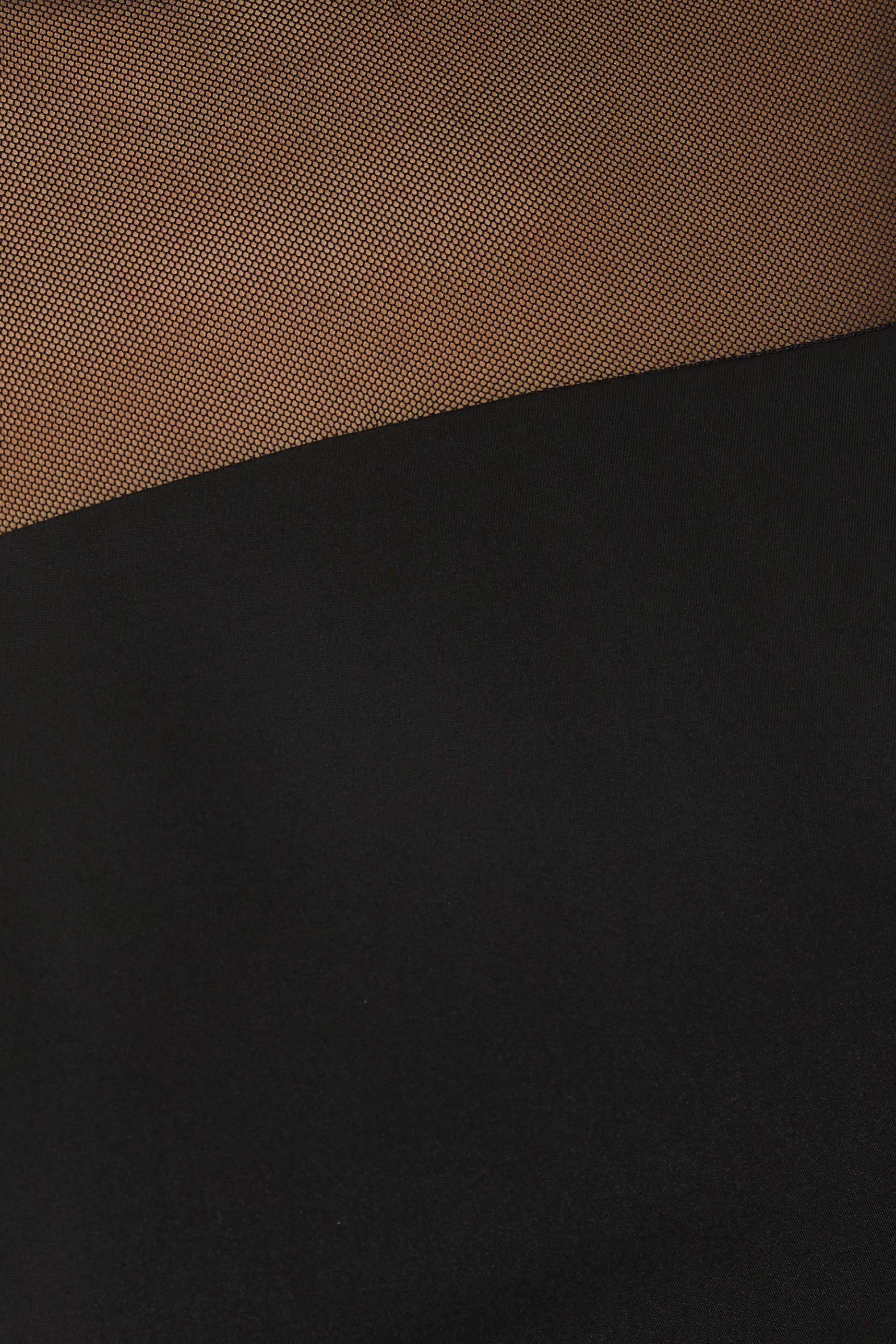 فستان سهرة بياقة شفافة مع أكمام طويلة وقصة ذيل حورية البحر