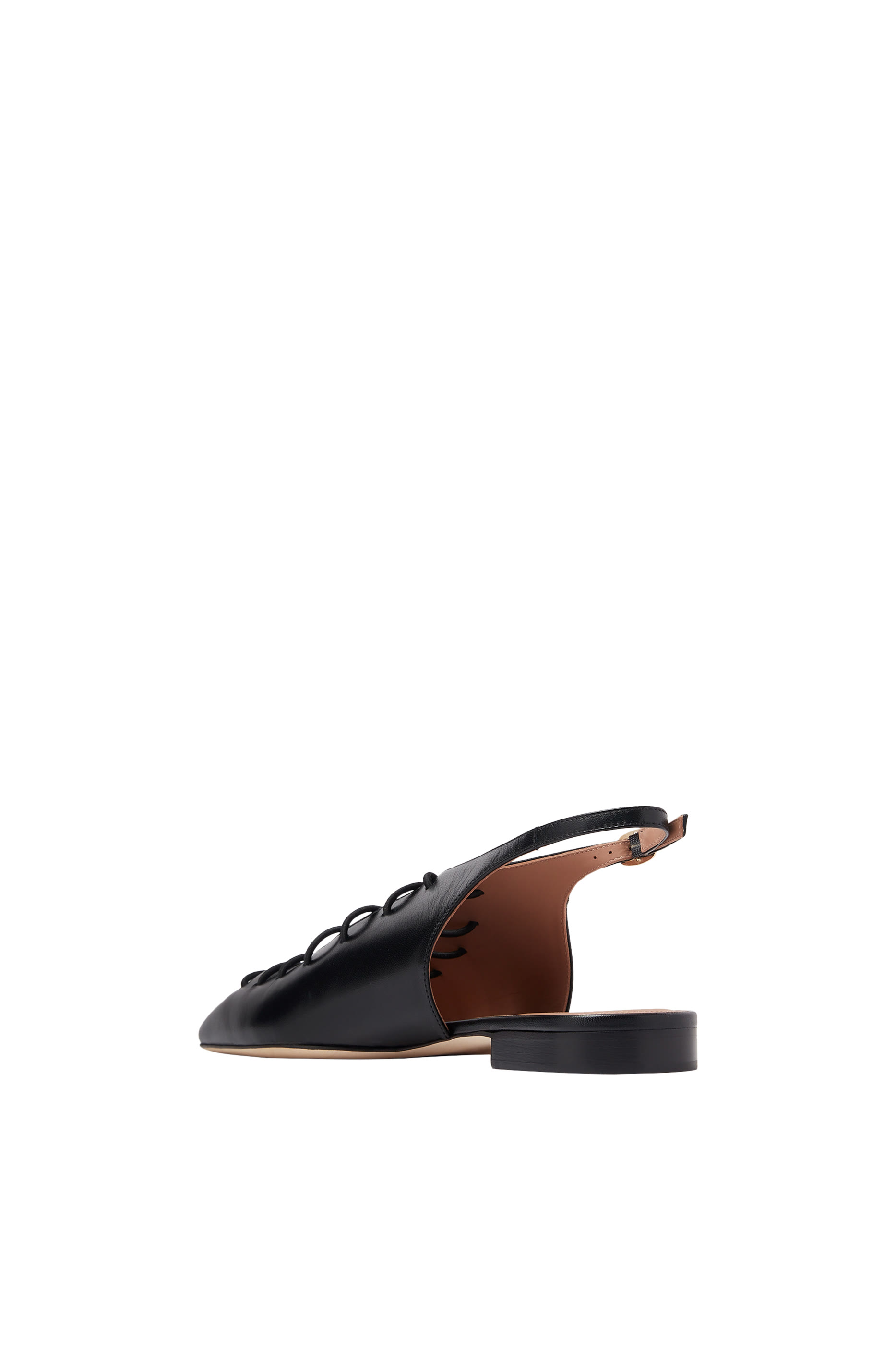 حذاء أليا بكعب مسطح بأربطة جلد 