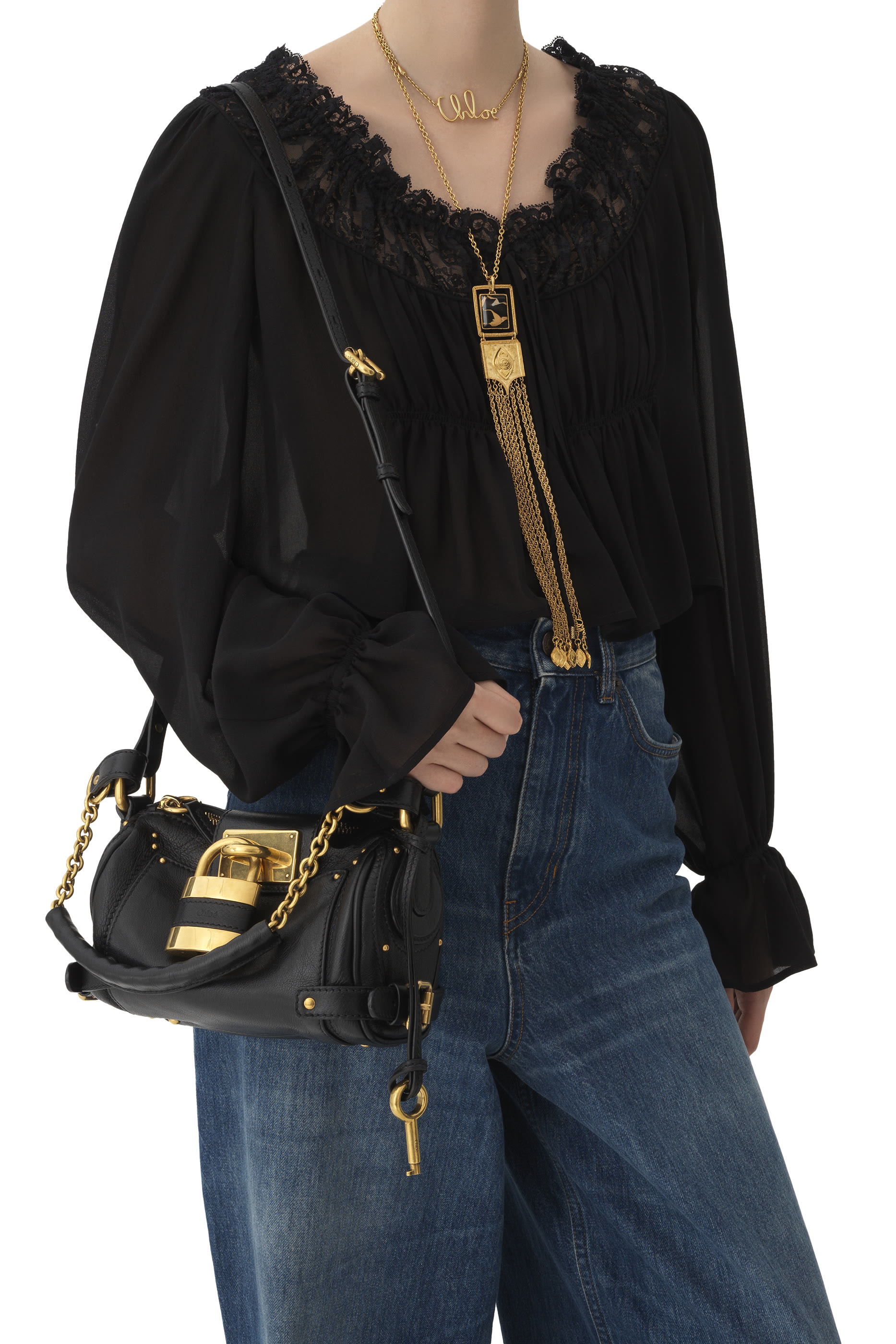 حقيبة بادينغتون صغيرة بحمالة سلسلة جلد