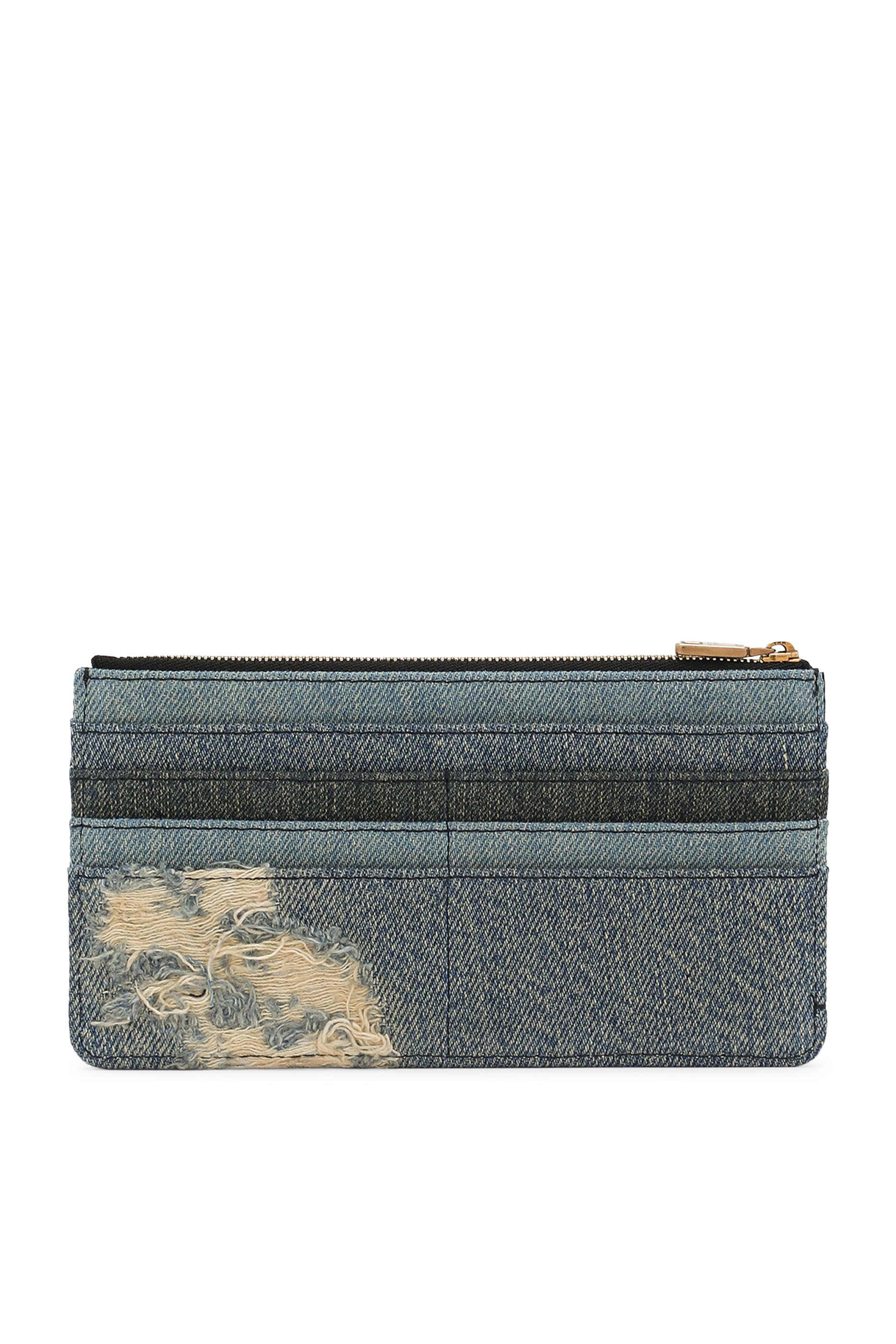 حافظة بطاقات كبيرة بشعار الماركة دنيم 