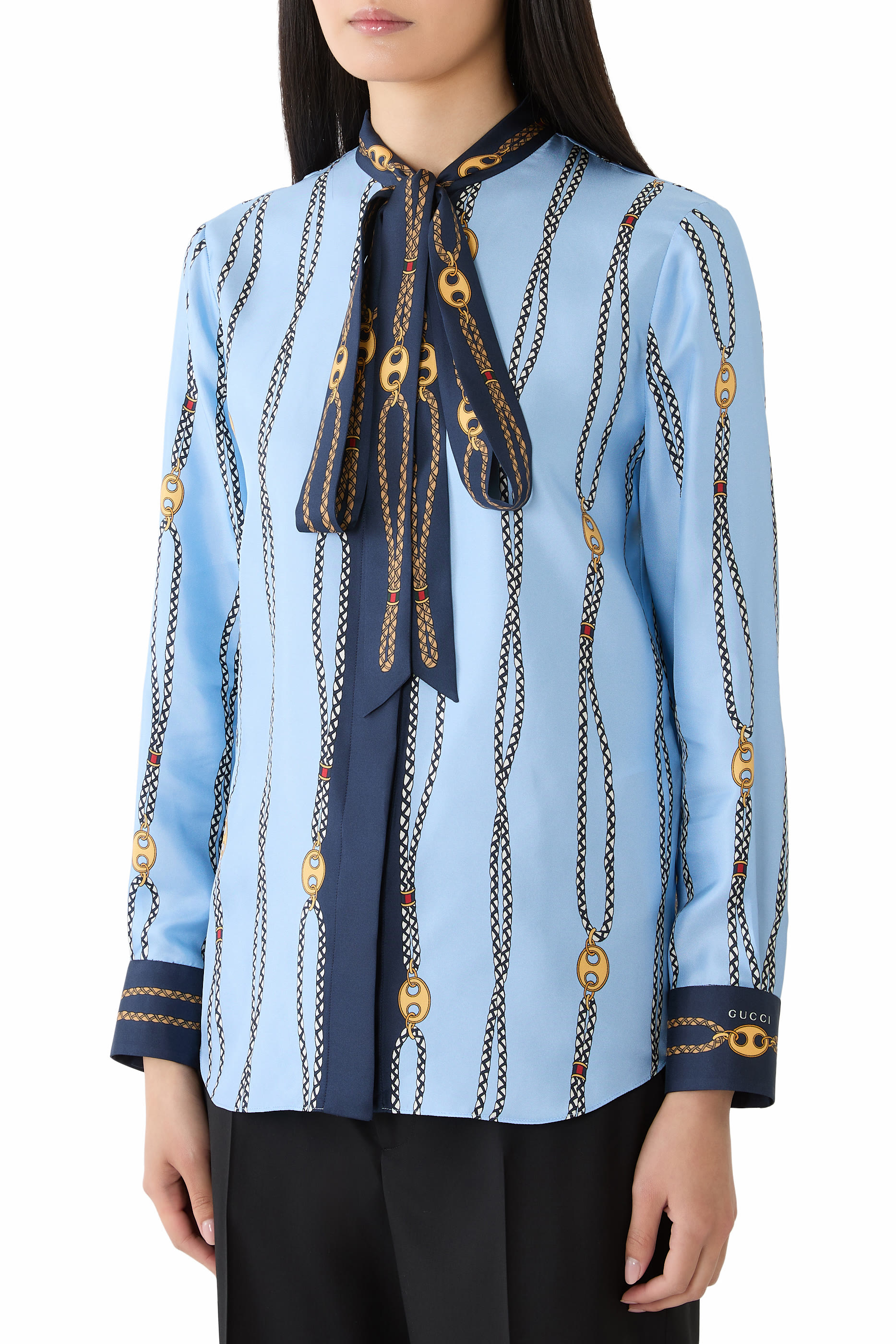 قميص بطبعات حرير تويل