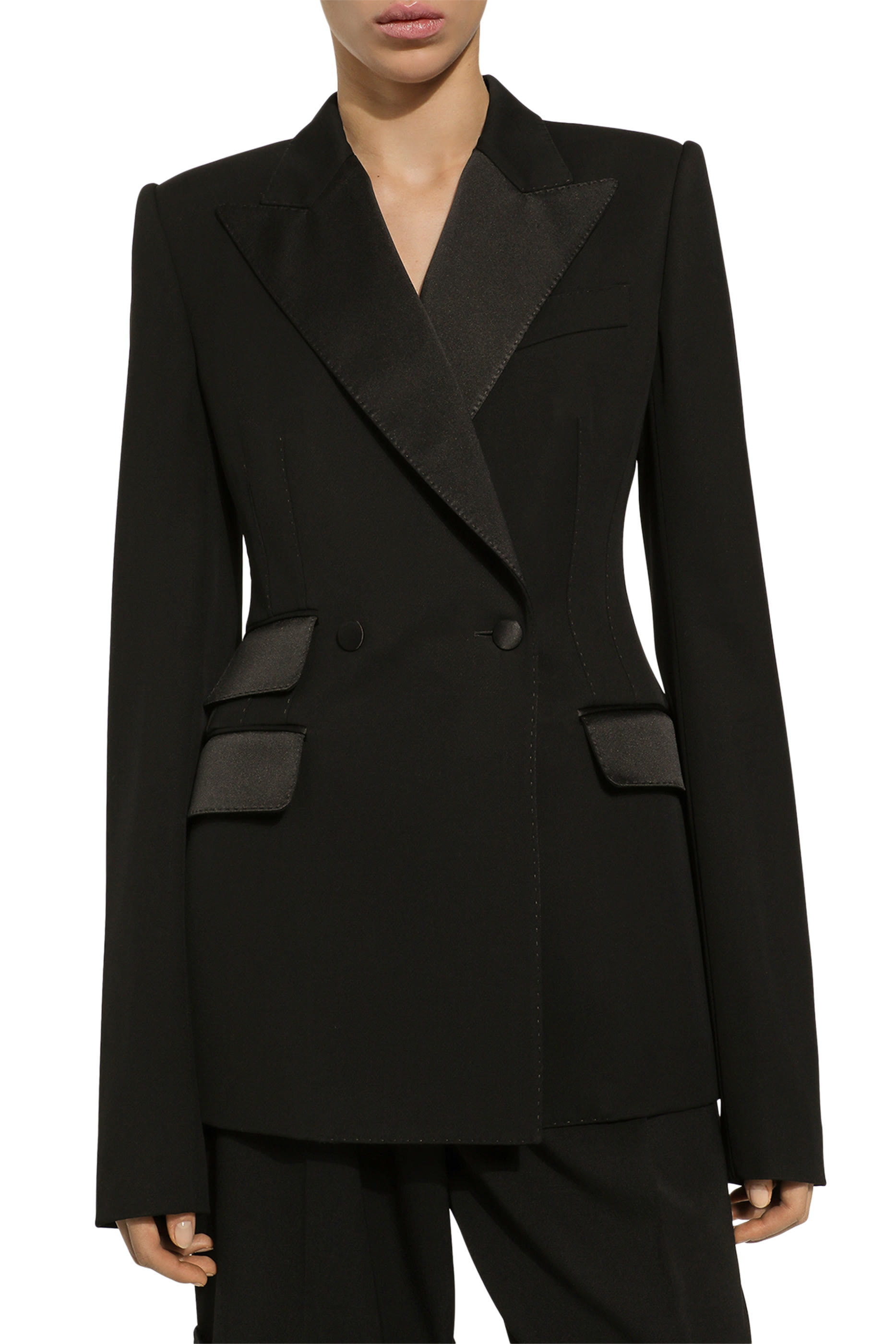 جاكيت بصفي أزرار وفتحات جانبية صوف