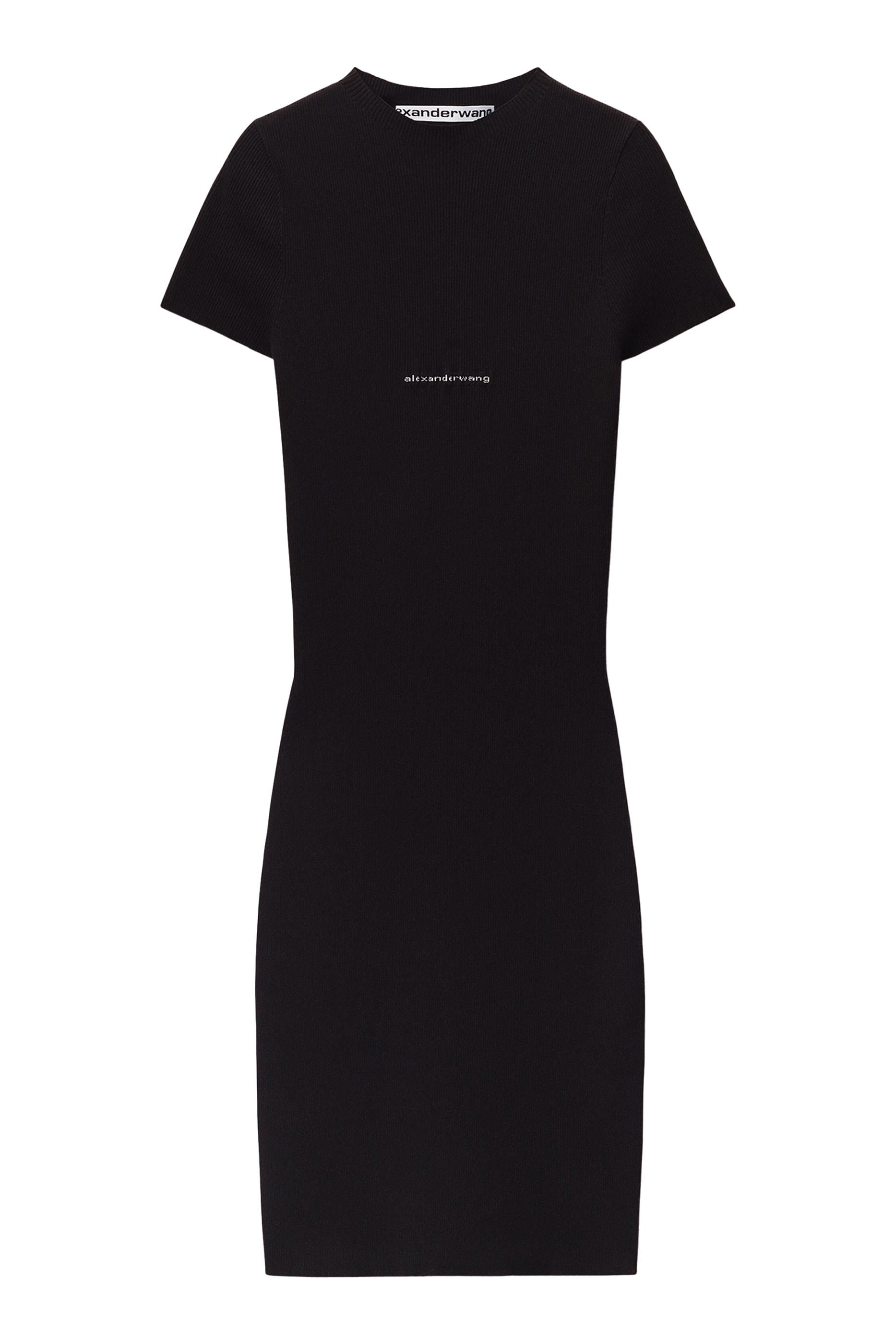 فستان قصير منسوج بشعار الماركة