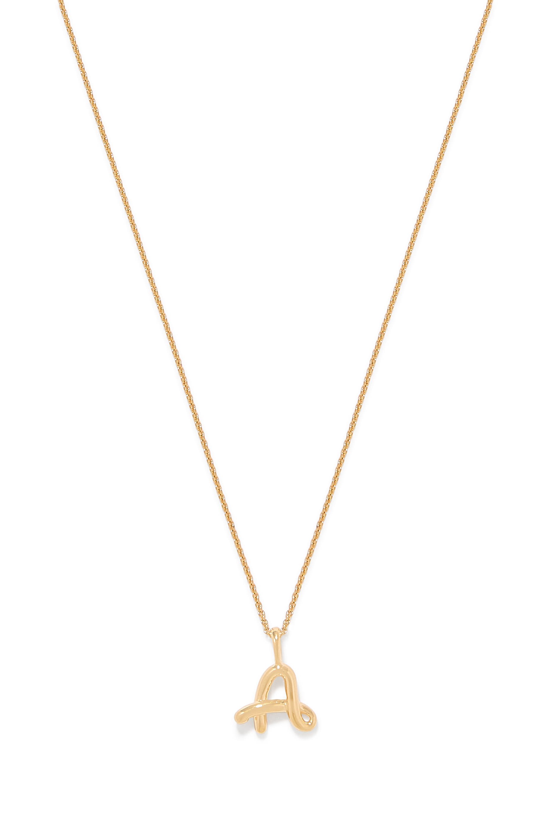 قلادة بحلية صغيرة بتصميم حرف أي بحواف منصهرة، فضية استرلينية معاد تدويرها مطلية بذهب عيار 18