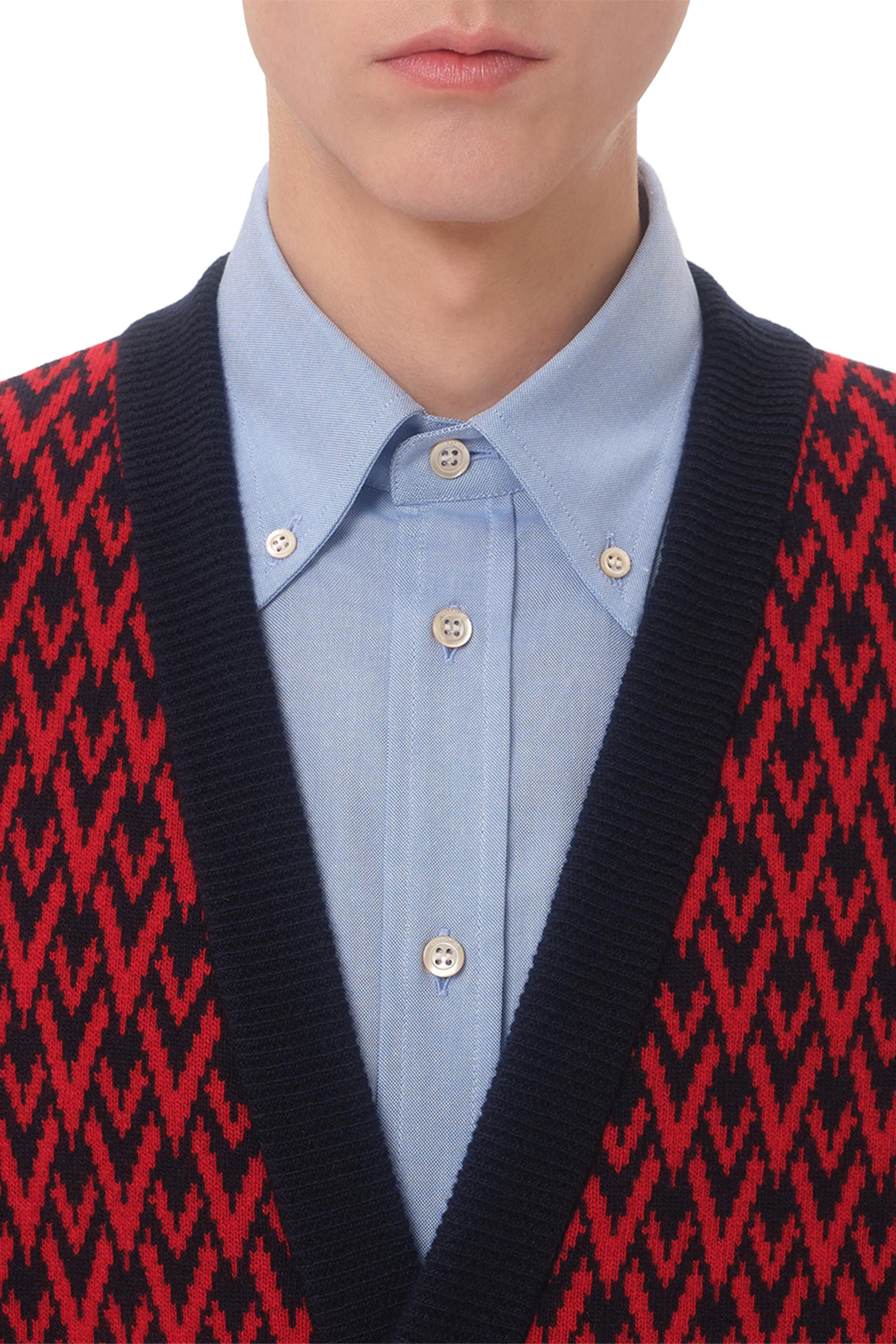 Wool Cardigan with Toute La V Pattern