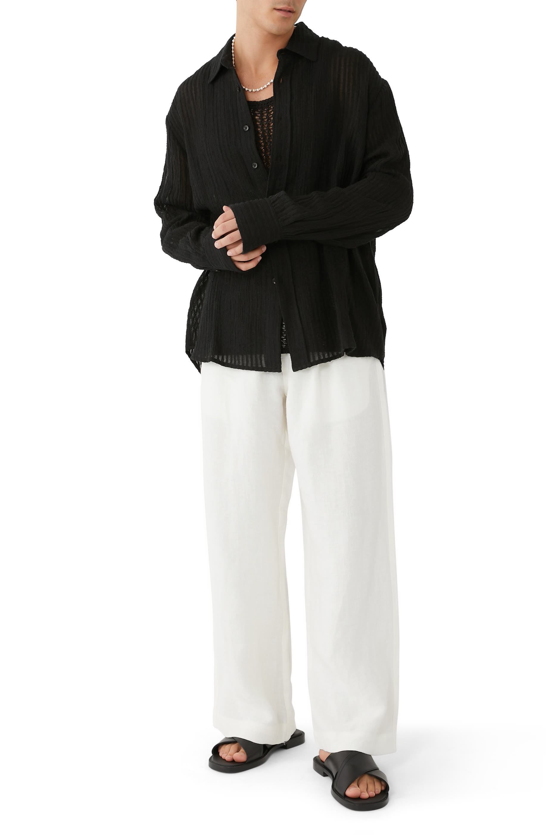 قميص منسوج بأكمام طويلة