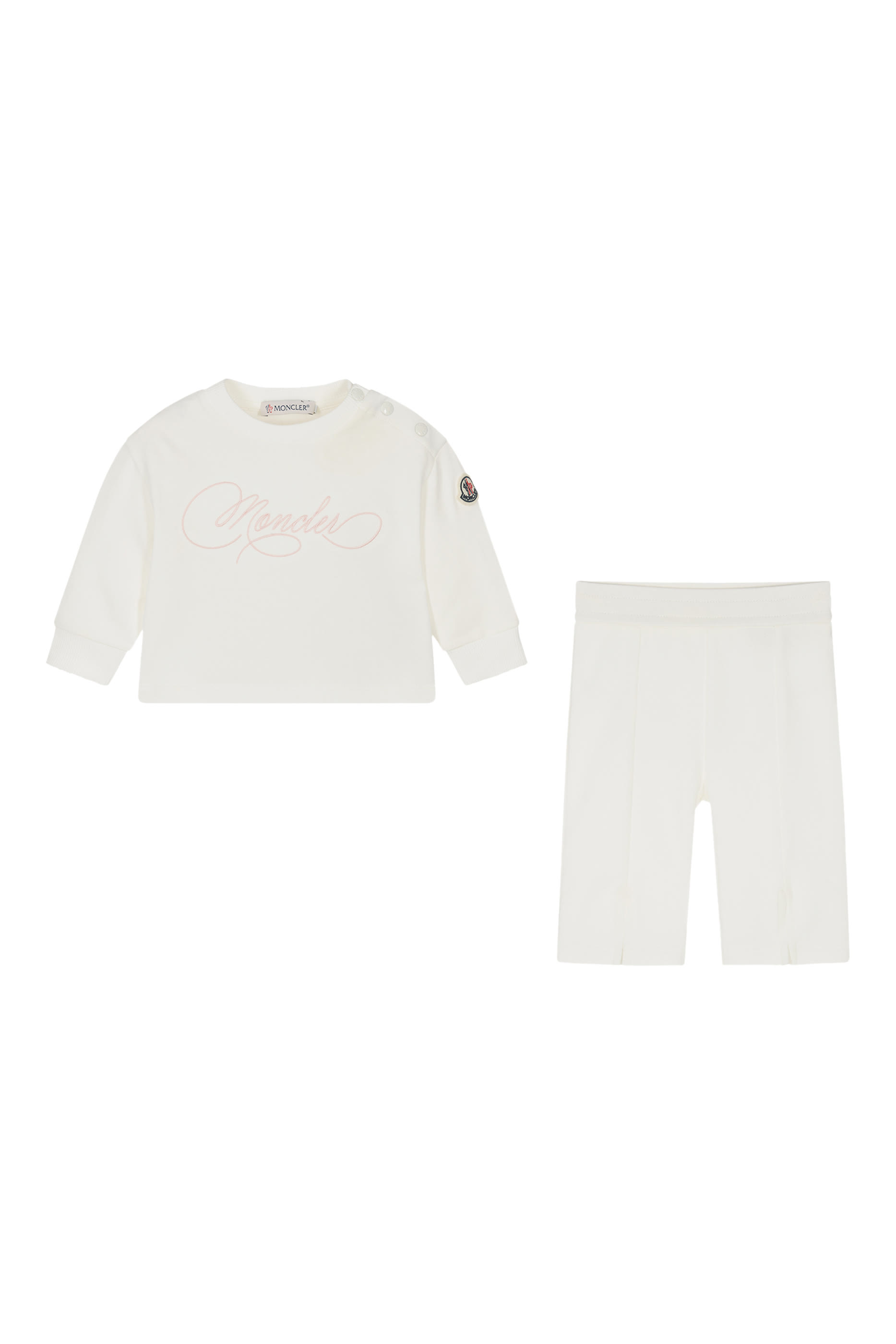 طقم بشعار الماركة مطرز بخط يدوي قطن للأطفال