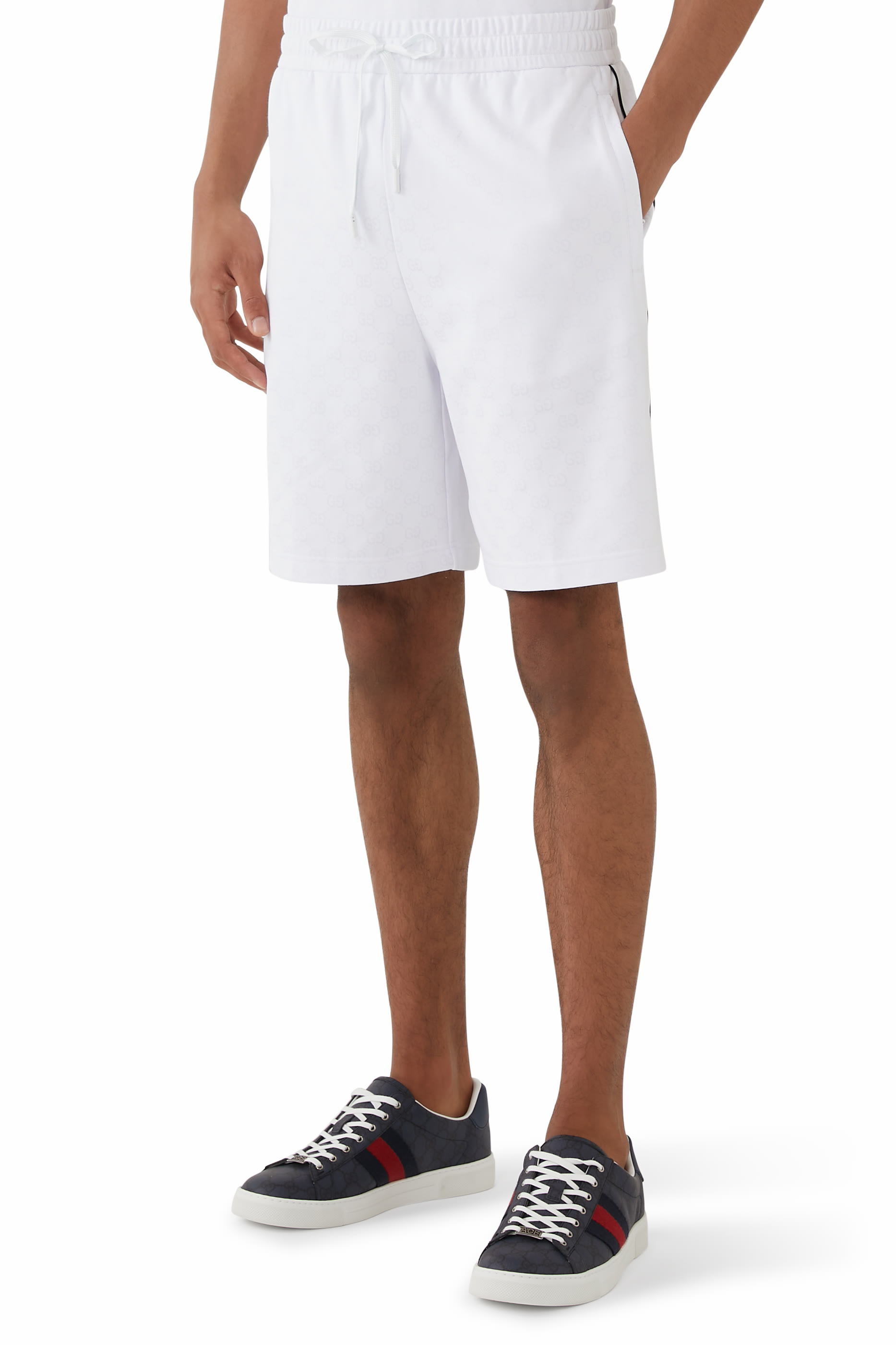 شورت بنقشة حرفي شعار الماركة قطن ونايلون