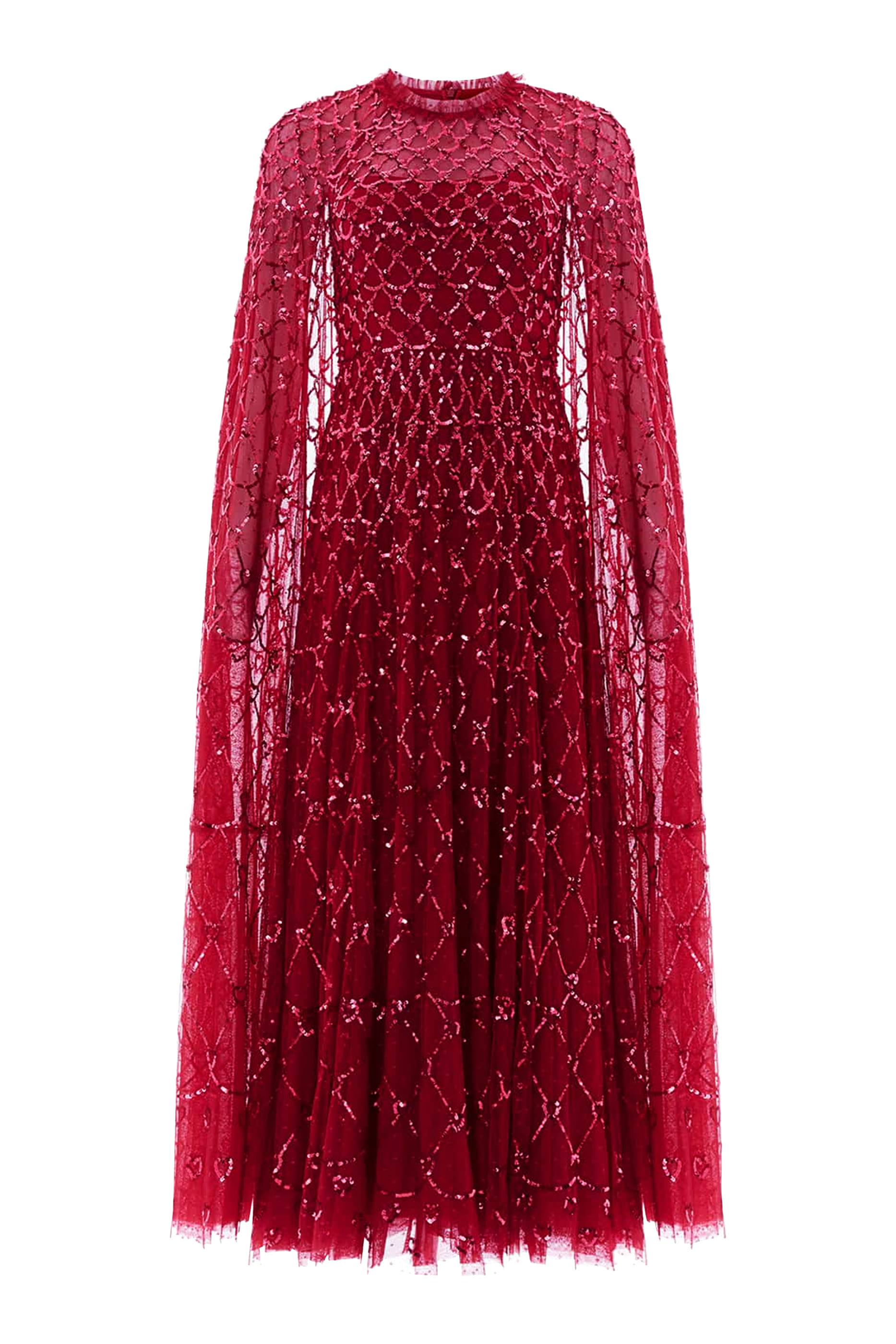 فستان سهرة بطول الكاحل بتصميم شبكي على شكل قلب